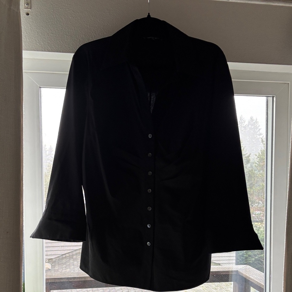 Stretchy Elegant Black Women's Top 3/4 Sleeve